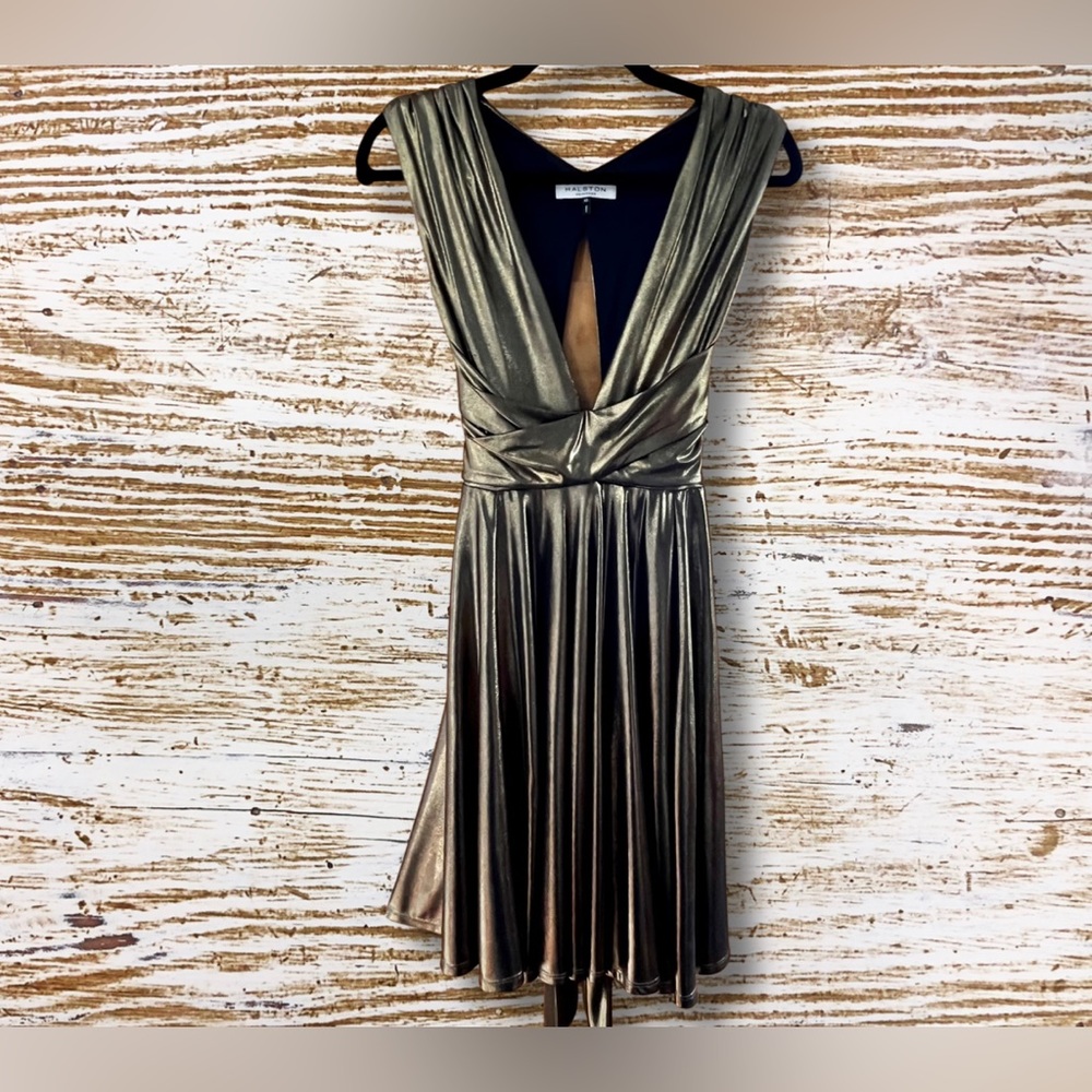 Halston Gold Cocktail Dress